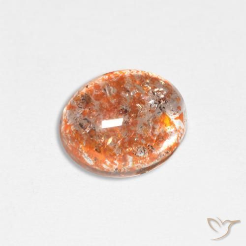 Piedrasol Naranja medio natural de 1.45 ct, Ovalada, Translúcido