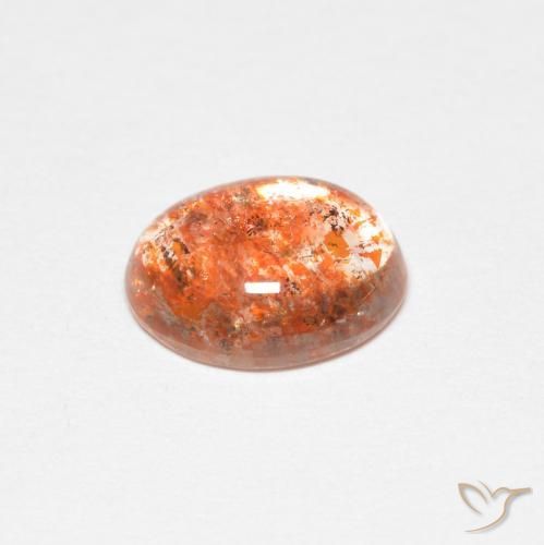 Piedrasol Naranja medio natural de 1.45 ct, Ovalada, Translúcido