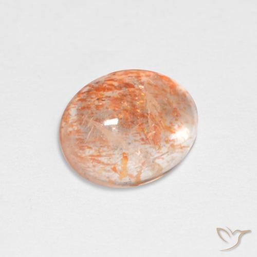 Piedrasol Naranja tigre claro natural de 1.67 ct, Ovalada, Translúcido