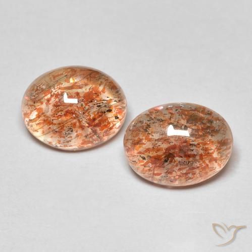 Gemas de Piedrasol Naranja claro natural de 3.93 ct, Ovalada, Translúcido
