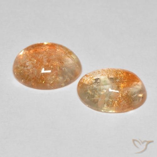 Gemas de Piedrasol Naranja cantaloupe natural de 3.67 ct, Ovalada, Translúcido