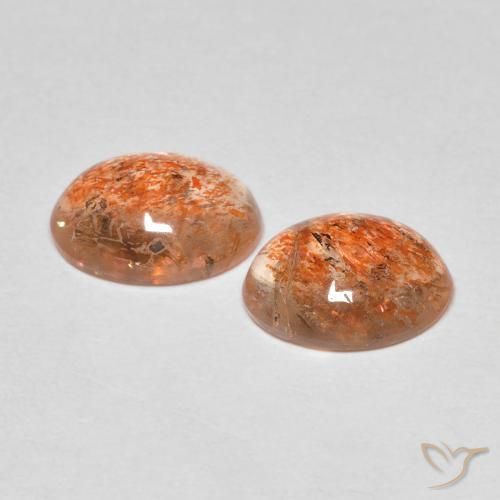 Gemas de Piedrasol Naranja cálido natural de 3.14 ct, Ovalada, Translúcido