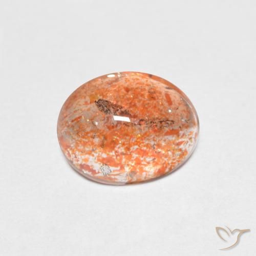 1.37ct Natural Naranja cálido Piedrasol, Ovalada, Translúcido
