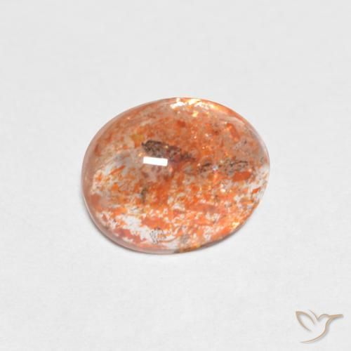 Piedrasol Naranja cálido natural de 1.37 ct, Ovalada, Translúcido