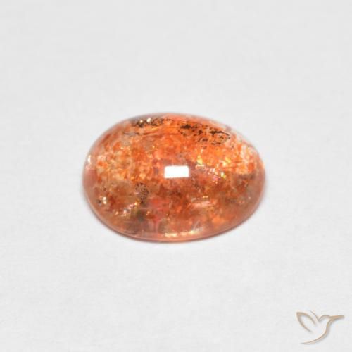 Piedrasol Naranja cálido natural de 1.37 ct, Ovalada, Translúcido