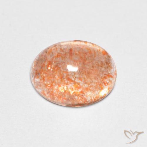 1.38ct Natural Naranja claro Piedrasol, Ovalada, Translúcido
