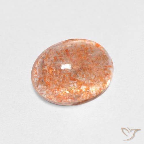 Piedrasol Naranja claro natural de 1.38 ct, Ovalada, Translúcido