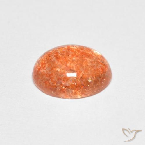 Piedrasol Naranja claro natural de 1.38 ct, Ovalada, Translúcido