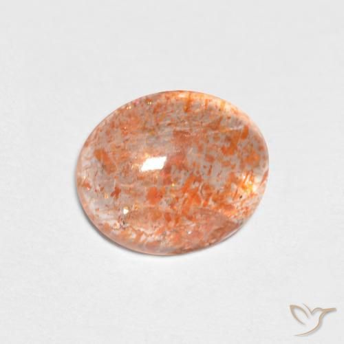 Piedrasol Naranja medio natural de 1.51 ct, Ovalada, Translúcido