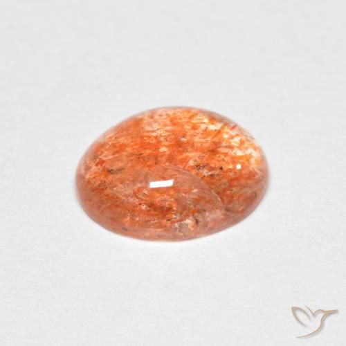 Piedrasol Naranja medio natural de 1.51 ct, Ovalada, Translúcido