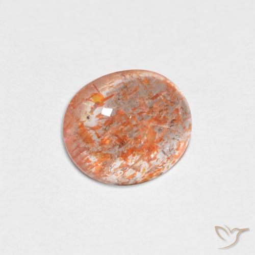 Piedrasol Naranja claro natural de 1.19 ct, Ovalada, Translúcido