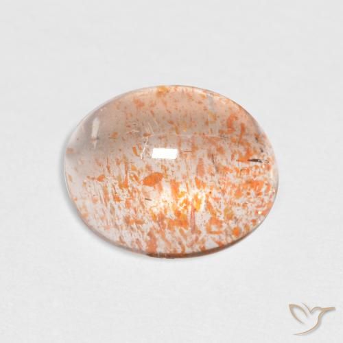 1.64ct Natural Naranja claro Piedrasol, Ovalada, Transparente