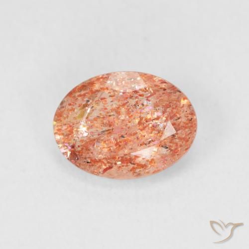 1.19ct Natural Medium Light-Orange Piedrasol, Ovalada, Translúcido