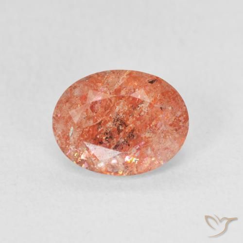 1.07ct Natural Naranja rojizo Piedrasol, Ovalada, Translúcido