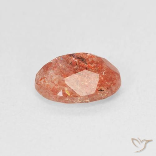Piedrasol Naranja rojizo natural de 1.07 ct, Ovalada, Translúcido