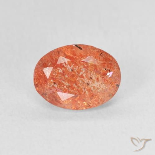 1.24ct Natural Naranja medio Piedrasol, Ovalada, Translúcido