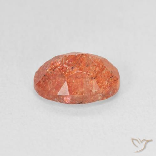 Piedrasol Naranja medio natural de 1.24 ct, Ovalada, Translúcido