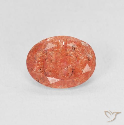 0.99ct Natural Naranja medio Piedrasol, Ovalada, Translúcido