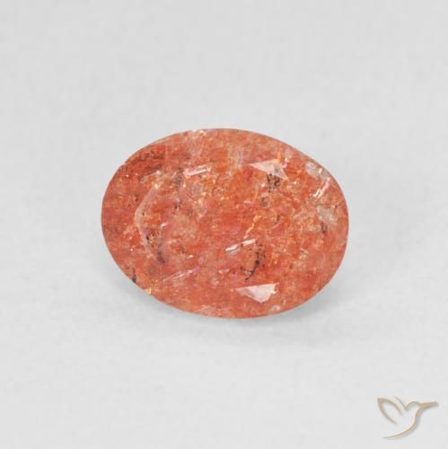 Piedrasol Naranja medio natural de 0.99 ct, Ovalada, Translúcido