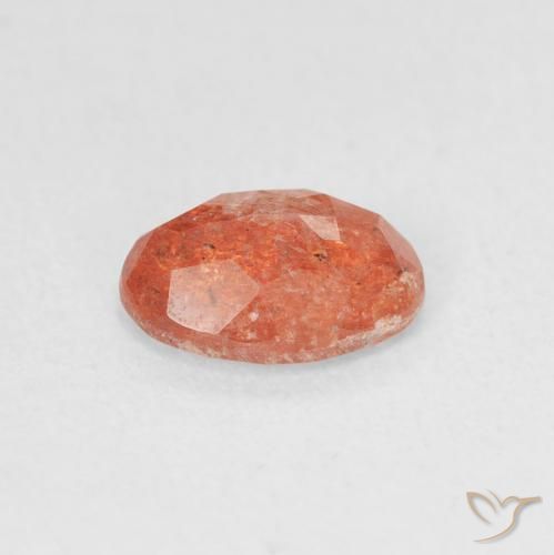 Piedrasol Naranja medio natural de 0.99 ct, Ovalada, Translúcido