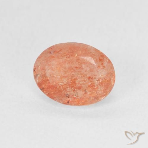Piedrasol Naranja medio natural de 1.22 ct, Ovalada, Translúcido