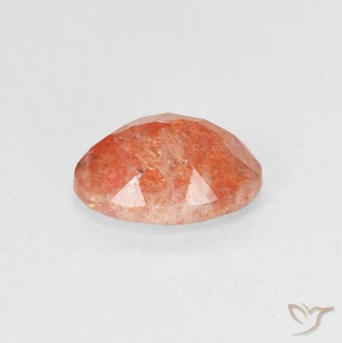 Piedrasol Naranja medio natural de 1.22 ct, Ovalada, Translúcido