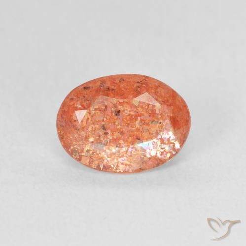 1.13ct Natural Naranja claro Piedrasol, Ovalada, Translúcido