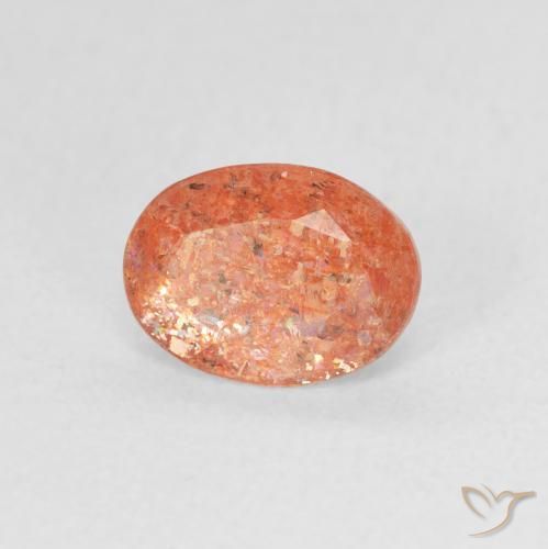 Piedrasol Naranja claro natural de 1.13 ct, Ovalada, Translúcido