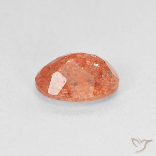 Piedrasol Naranja claro natural de 1.13 ct, Ovalada, Translúcido