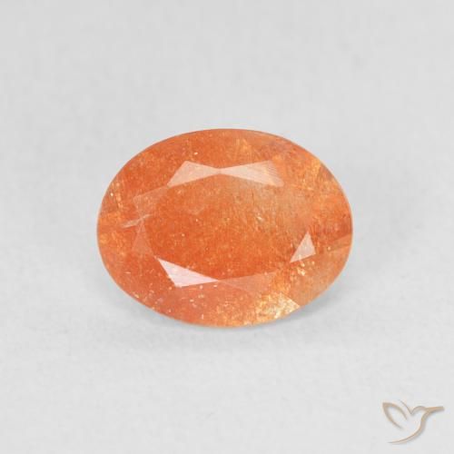 1.00ct Natural Naranja medio Piedrasol, Ovalada, Translúcido, Photo A