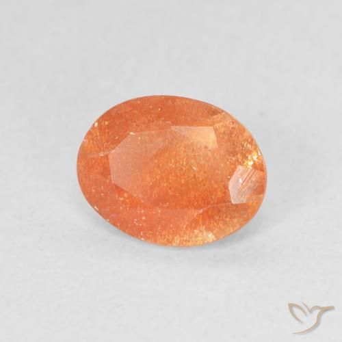 Piedrasol Naranja medio natural de 1.00 ct, Ovalada, Translúcido