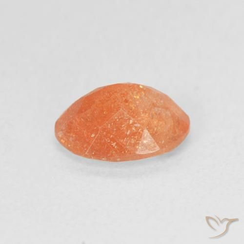 Piedrasol Naranja medio natural de 1.00 ct, Ovalada, Translúcido