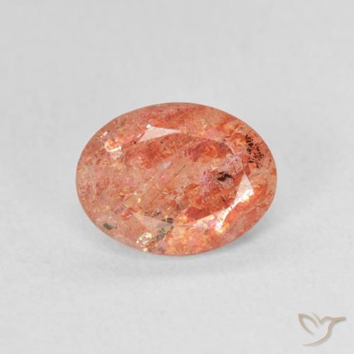 1.20ct Natural Naranja claro Piedrasol, Ovalada, Translúcido