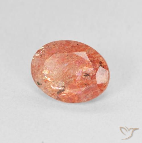 Piedrasol Naranja claro natural de 1.20 ct, Ovalada, Translúcido