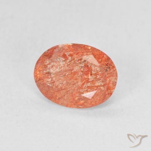 Piedrasol Naranja claro natural de 0.92 ct, Ovalada, Translúcido