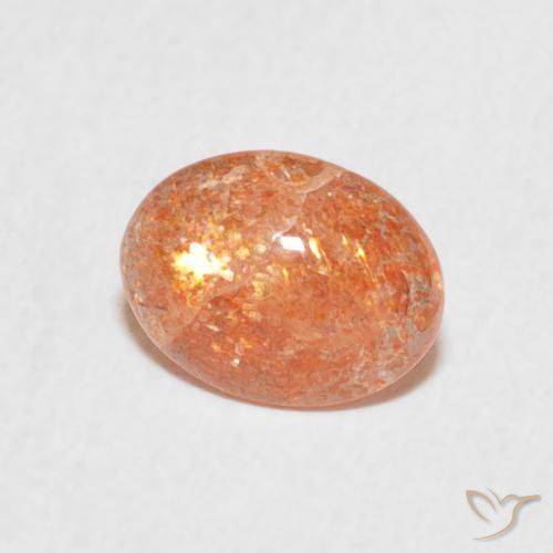 Piedrasol Naranja jengibre natural de 0.88 ct, Ovalada, Translúcido