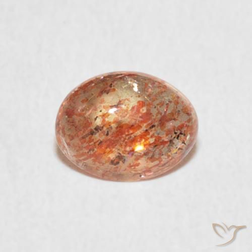 0.85ct Natural Naranja cálido Piedrasol, Ovalada, Translúcido