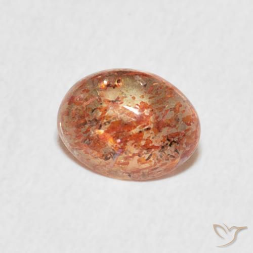 Piedrasol Naranja cálido natural de 0.85 ct, Ovalada, Translúcido