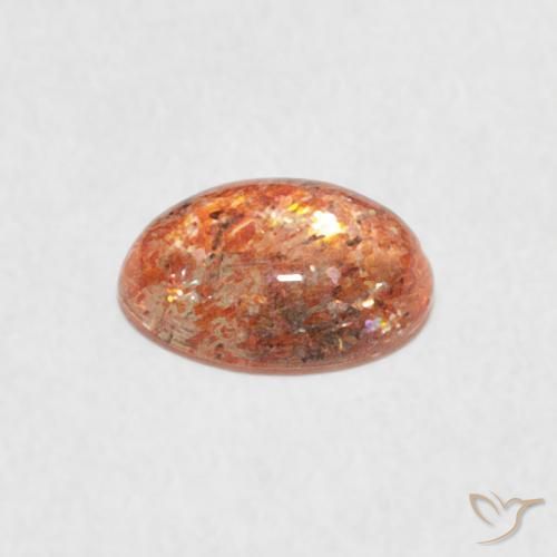 Piedrasol Naranja cálido natural de 0.85 ct, Ovalada, Translúcido