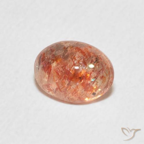 Piedrasol Naranja medio natural de 1.04 ct, Ovalada, Translúcido