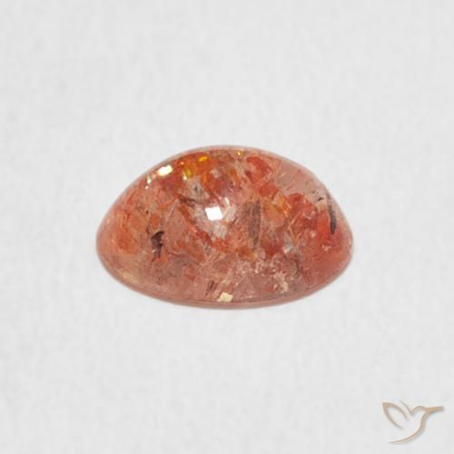 Piedrasol Naranja medio natural de 1.04 ct, Ovalada, Translúcido