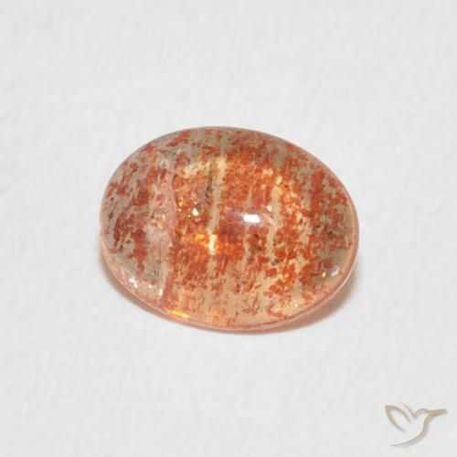Piedrasol Naranja medio natural de 0.74 ct, Ovalada, Translúcido