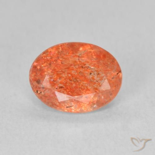 1.15ct Natural Naranja medio Piedrasol, Ovalada, Translúcido