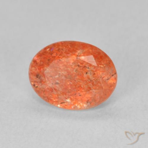Piedrasol Naranja medio natural de 1.15 ct, Ovalada, Translúcido