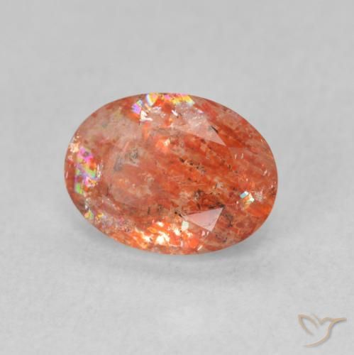 Piedrasol Medium Light-Orange natural de 1.20 ct, Ovalada, Translúcido