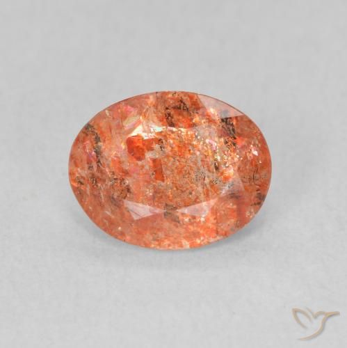 1.03ct Natural Naranja rojizo Piedrasol, Ovalada, Translúcido