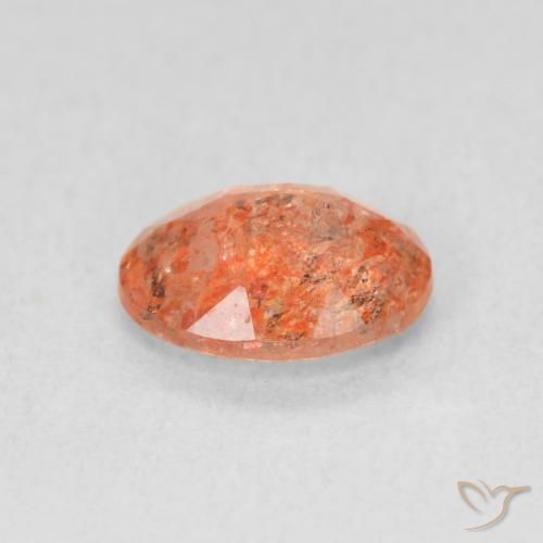 Piedrasol Naranja rojizo natural de 1.03 ct, Ovalada, Translúcido