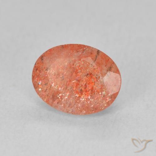 Piedrasol Naranja jengibre natural de 1.18 ct, Ovalada, Translúcido