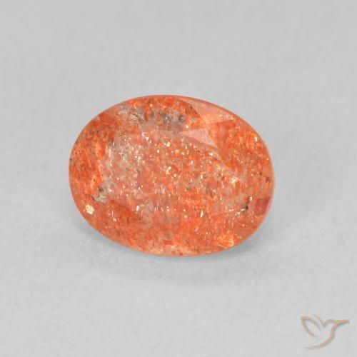 Piedrasol Naranja claro natural de 1.26 ct, Ovalada, Translúcido