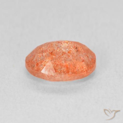 Piedrasol Naranja claro natural de 1.26 ct, Ovalada, Translúcido